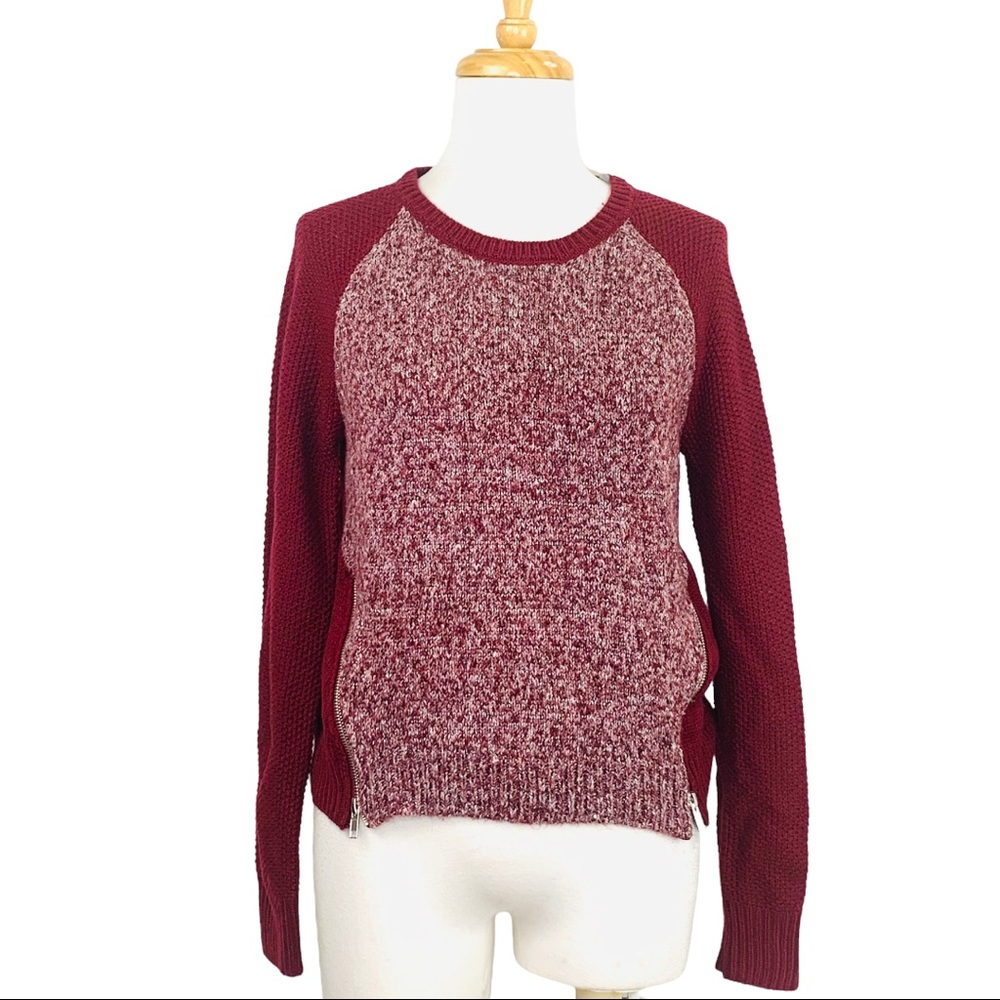 Rewind Crew Neck Sweater Heathered Knit Side Zippers EUC - Picture 6 of 11